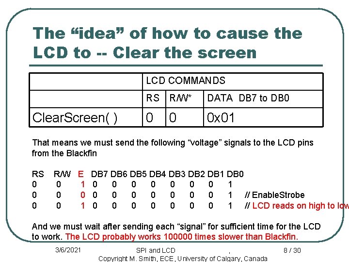 The “idea” of how to cause the LCD to -- Clear the screen LCD