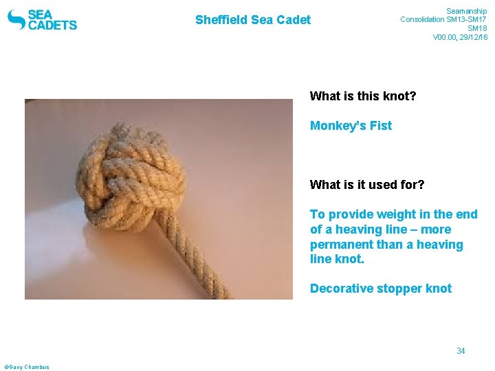 Sheffield Sea Cadet Seamanship Consolidation SM 13 -SM 17 SM 18 V 00. 00,