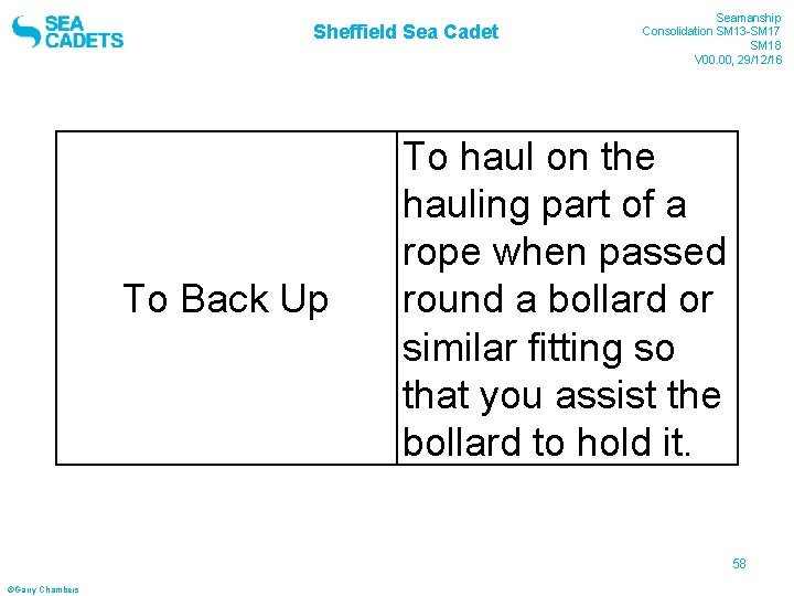 Sheffield Sea Cadet To Back Up Seamanship Consolidation SM 13 -SM 17 SM 18