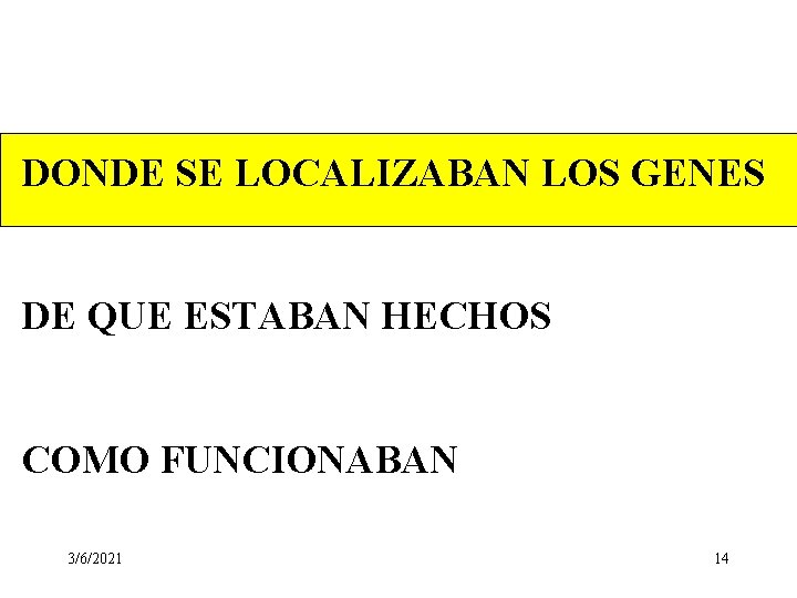 DONDE SE LOCALIZABAN LOS GENES DE QUE ESTABAN HECHOS COMO FUNCIONABAN 3/6/2021 14 DONDE SE LOCALIZABAN LOS GENES DE QUE ESTABAN HECHOS COMO FUNCIONABAN 3/6/2021 14