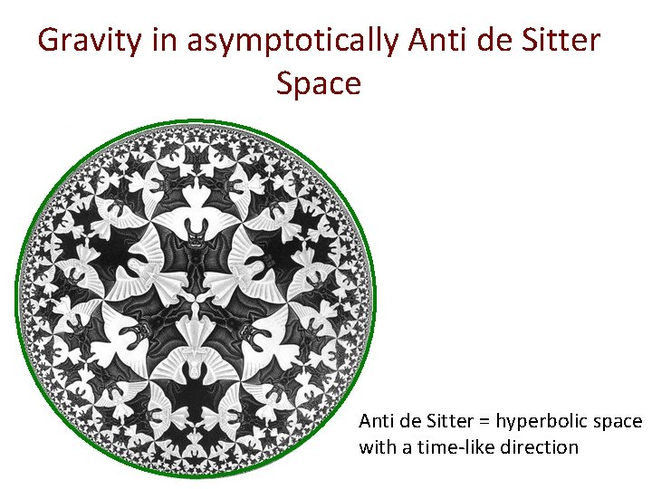 Gravity in asymptotically Anti de Sitter Space Anti de Sitter = hyperbolic space with