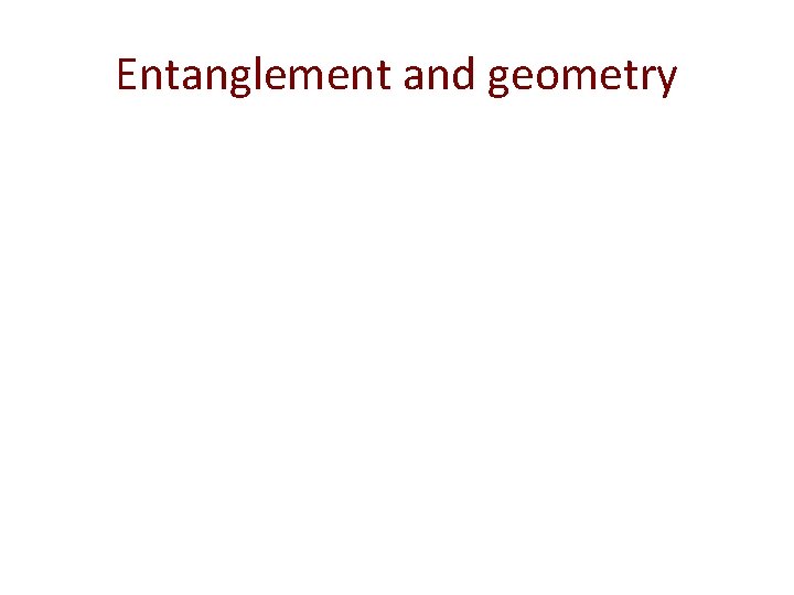 Entanglement and geometry 