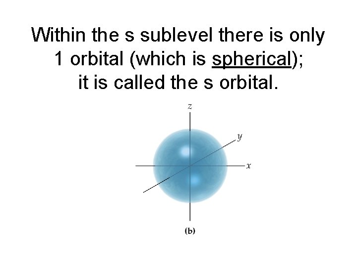 Within the s sublevel there is only 1 orbital (which is spherical); it is