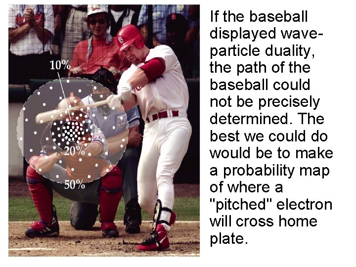  • If the baseball displayed waveparticle duality, the path of the baseball could