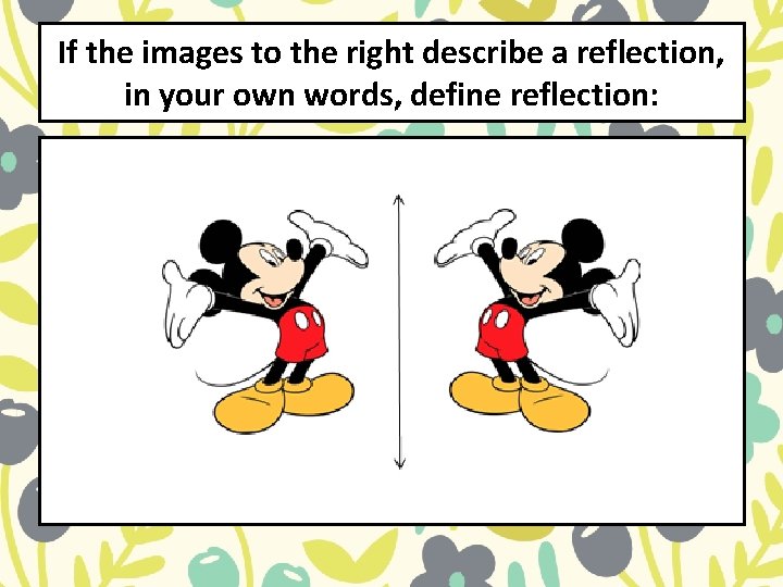 If the images to the right describe a reflection, in your own words, define If the images to the right describe a reflection, in your own words, define