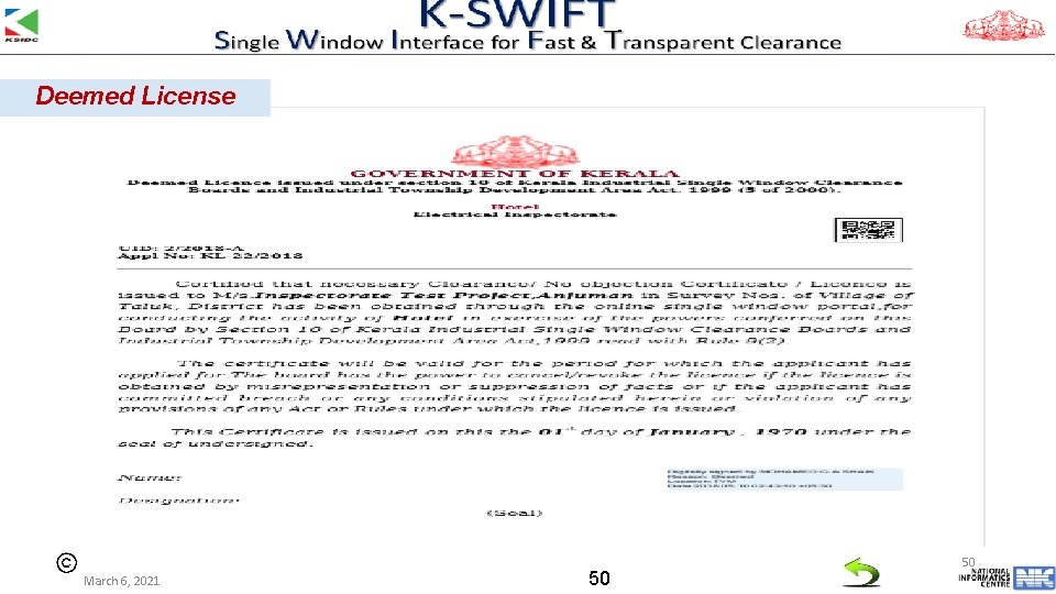 Deemed License March 6, 2021 50 50 