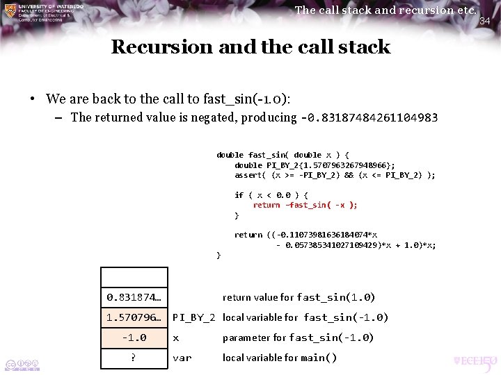 The call stack and recursion etc. Recursion and the call stack • We are The call stack and recursion etc. Recursion and the call stack • We are