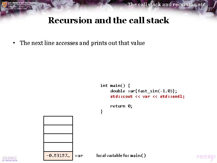 The call stack and recursion etc. Recursion and the call stack • The next The call stack and recursion etc. Recursion and the call stack • The next