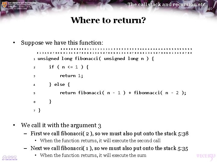 The call stack and recursion etc. Where to return? • Suppose we have this The call stack and recursion etc. Where to return? • Suppose we have this