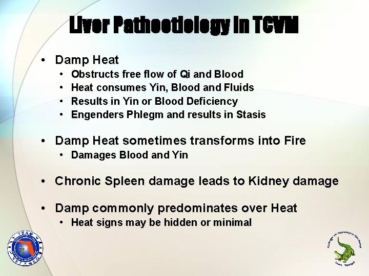 Liver Pathoetiology in TCVM • Damp Heat • • Obstructs free flow of Qi Liver Pathoetiology in TCVM • Damp Heat • • Obstructs free flow of Qi