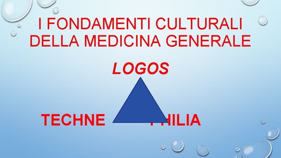 I FONDAMENTI CULTURALI DELLA MEDICINA GENERALE LOGOS TECHNE PHILIA 