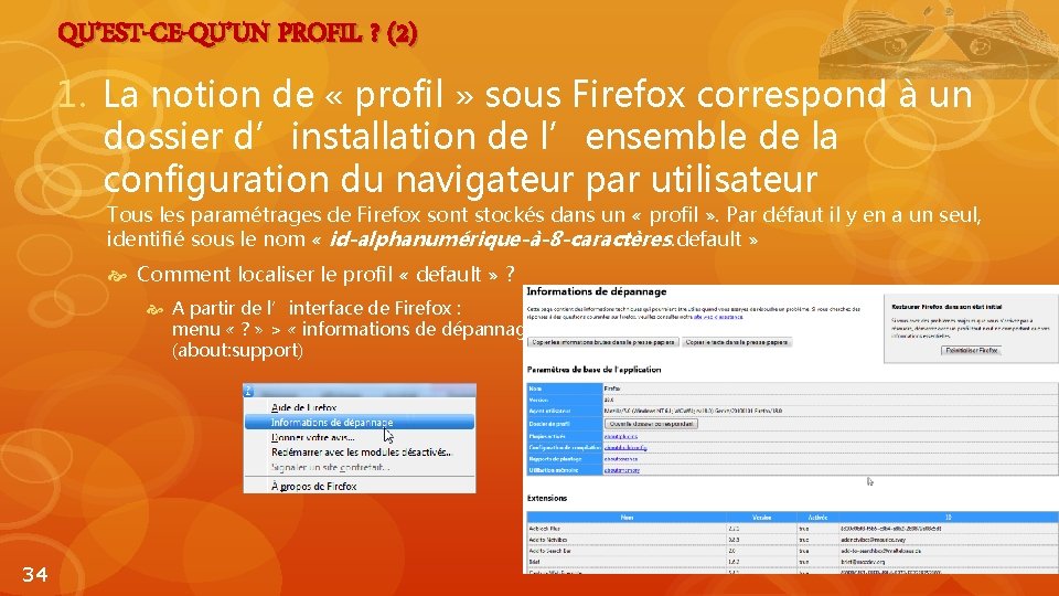 QU’EST-CE-QU’UN PROFIL ? (2) 1. La notion de « profil » sous Firefox correspond