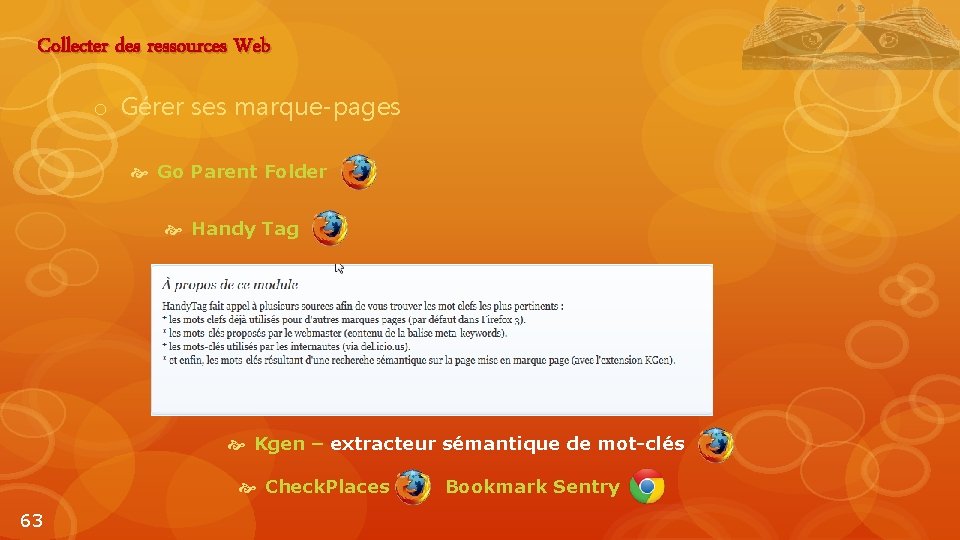 Collecter des ressources Web o Gérer ses marque-pages Go Parent Folder Handy Tag Kgen