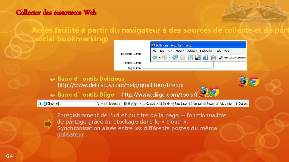 Collecter des ressources Web o Accès facilité à partir du navigateur à des sources