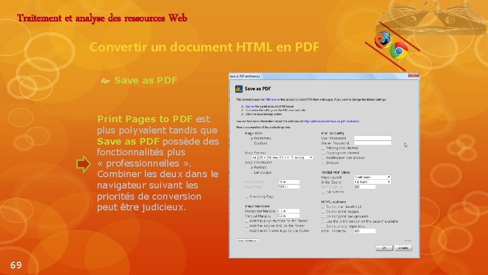 Traitement et analyse des ressources Web o Convertir un document HTML en PDF Save