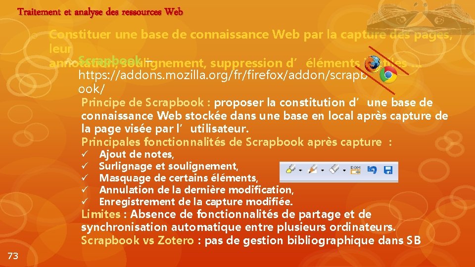 Traitement et analyse des ressources Web o Constituer une base de connaissance Web par