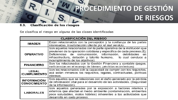 PROCEDIMIENTO DE GESTIÓN DE RIESGOS 