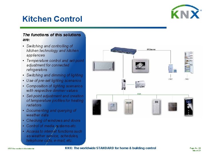 Kitchen Control The functions of this solutions are: • Switching and controlling of kitchen