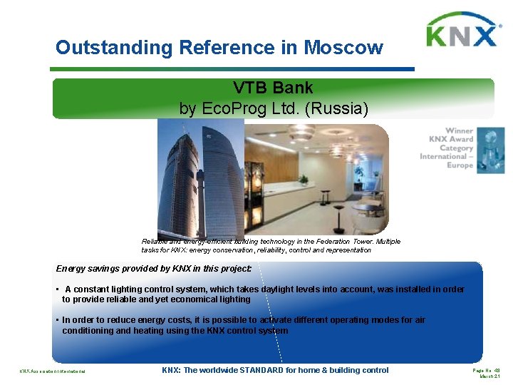 Outstanding Reference in Moscow VTB Bank by Eco. Prog Ltd. (Russia) Reliable and energy-efficient