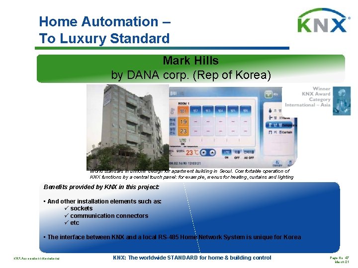 Home Automation – To Luxury Standard Mark Hills by DANA corp. (Rep of Korea)