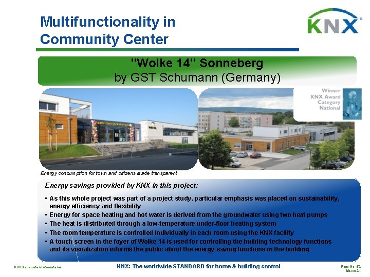 Multifunctionality in Community Center "Wolke 14" Sonneberg by GST Schumann (Germany) Energy consumption for