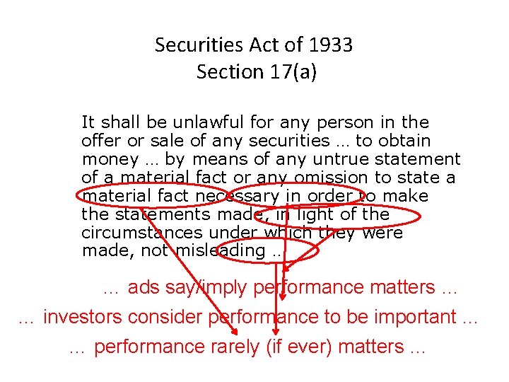 Securities Act of 1933 Section 17(a) It shall be unlawful for any person in