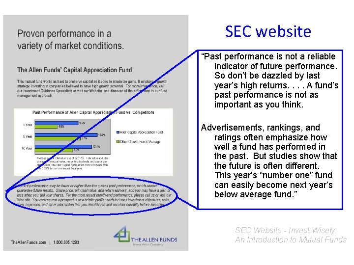 SEC website “Past performance is not a reliable indicator of future performance. So don’t