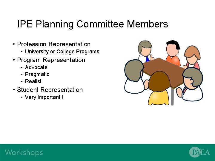 IPE Planning Committee Members • Profession Representation • University or College Programs • Program