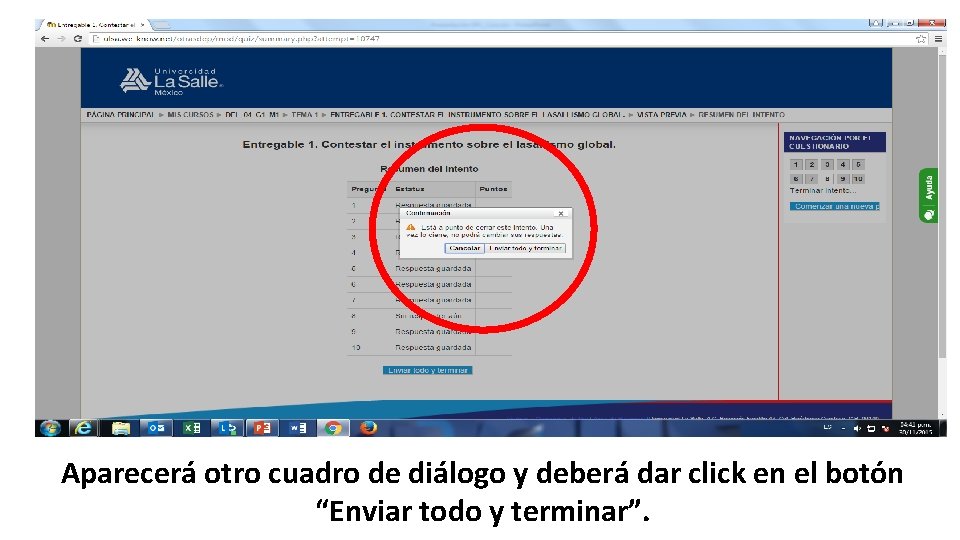 Aparecerá otro cuadro de diálogo y deberá dar click en el botón “Enviar todo