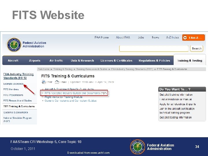 FITS Website FAASTeam CFI Workshop 5, Core Topic 10 October 1, 2011 Downloaded from