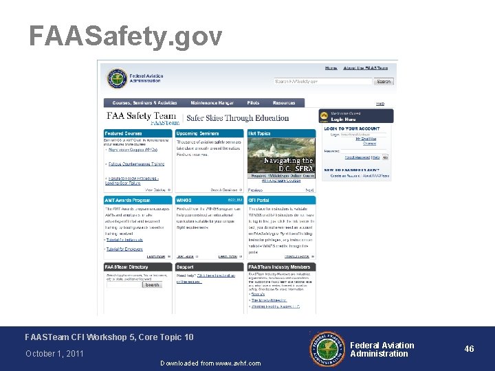 FAASafety. gov FAASTeam CFI Workshop 5, Core Topic 10 October 1, 2011 Downloaded from