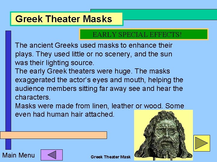 Greek Theater Masks EARLY SPECIAL EFFECTS! The ancient Greeks used masks to enhance their