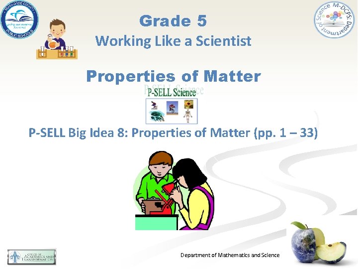 Grade 5 Working Like a Scientist Properties of Matter P-SELL Big Idea 8: Properties