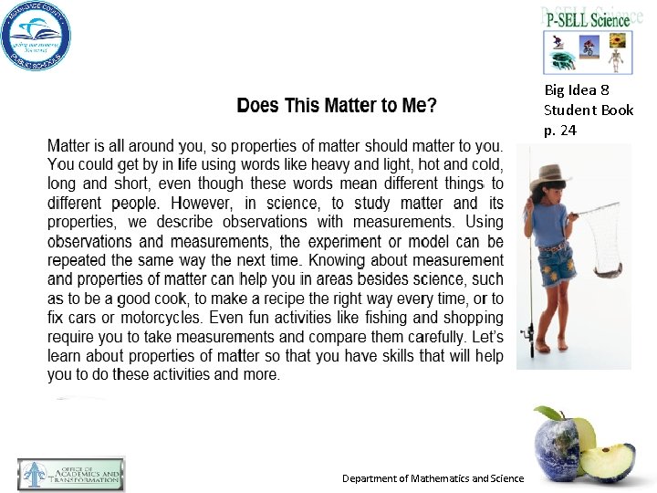 Big Idea 8 Student Book p. 24 Department of Mathematics and Science 