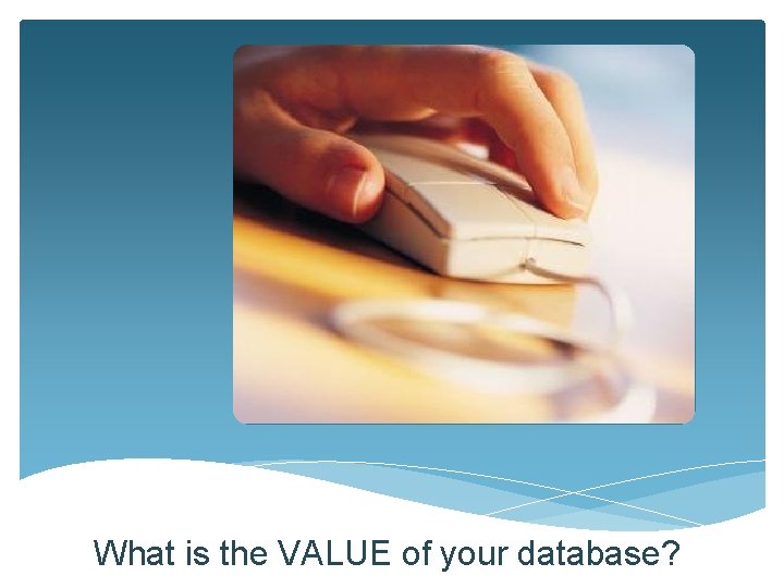 What is the VALUE of your database? 