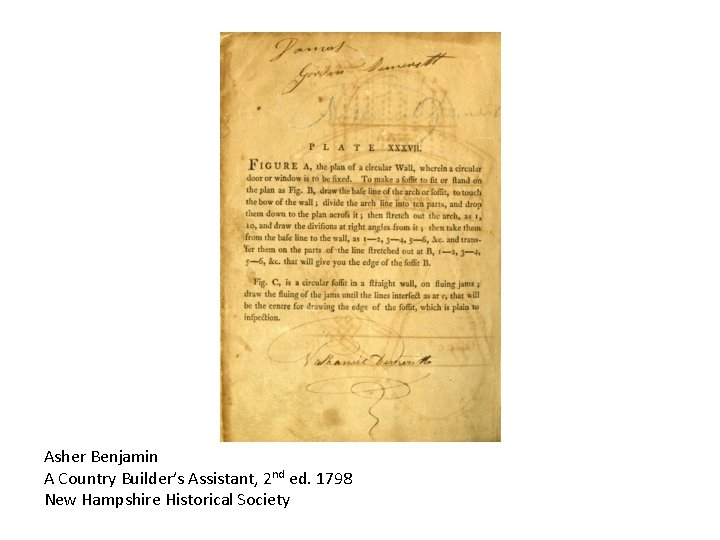 Asher Benjamin A Country Builder’s Assistant, 2 nd ed. 1798 New Hampshire Historical Society