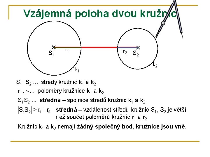 Vzájemná poloha dvou kružnic S 1 r 2 S 2 k 1 k 2