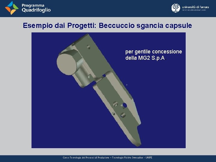 Esempio dai Progetti: Beccuccio sgancia capsule per gentile concessione della MG 2 S. p.