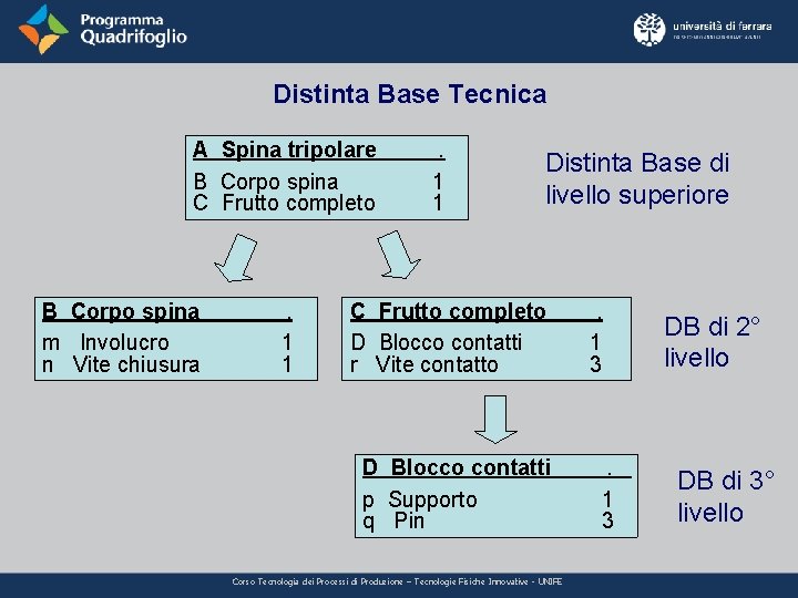 Distinta Base Tecnica A Spina tripolare B Corpo spina C Frutto completo B Corpo