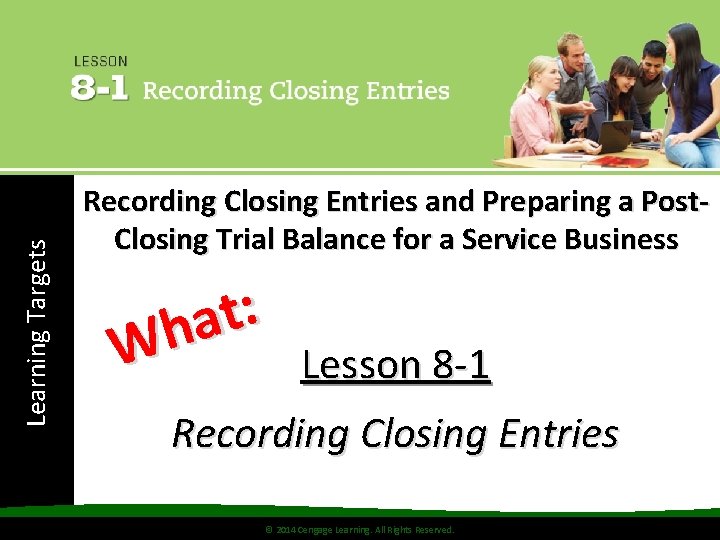 Learning Targets Recording Closing Entries and Preparing a Post. Closing Trial Balance for a
