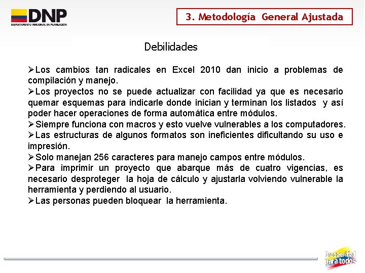 3. Metodología General Ajustada Debilidades ØLos cambios tan radicales en Excel 2010 dan inicio