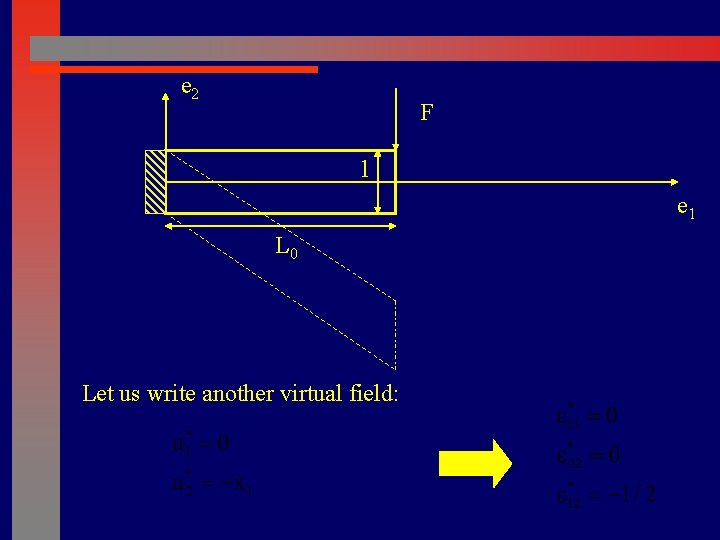 e 2 F l e 1 L 0 Let us write another virtual field: