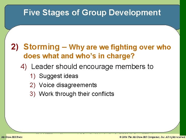 Five Stages of Group Development 2) Storming – Why are we fighting over who