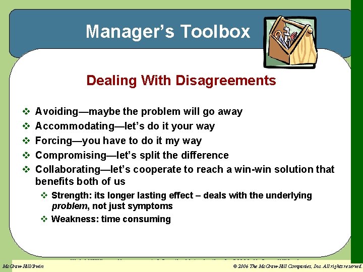 Manager’s Toolbox Dealing With Disagreements v v v Avoiding—maybe the problem will go away