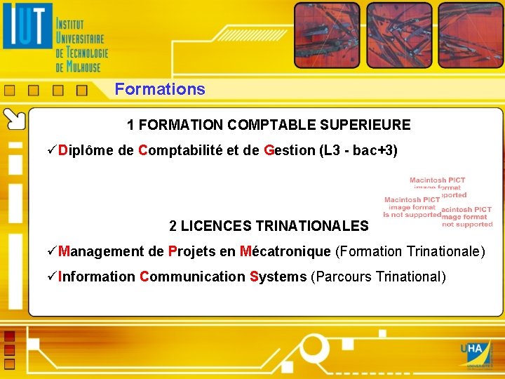 Formations 1 FORMATION COMPTABLE SUPERIEURE üDiplôme de Comptabilité et de Gestion (L 3 -