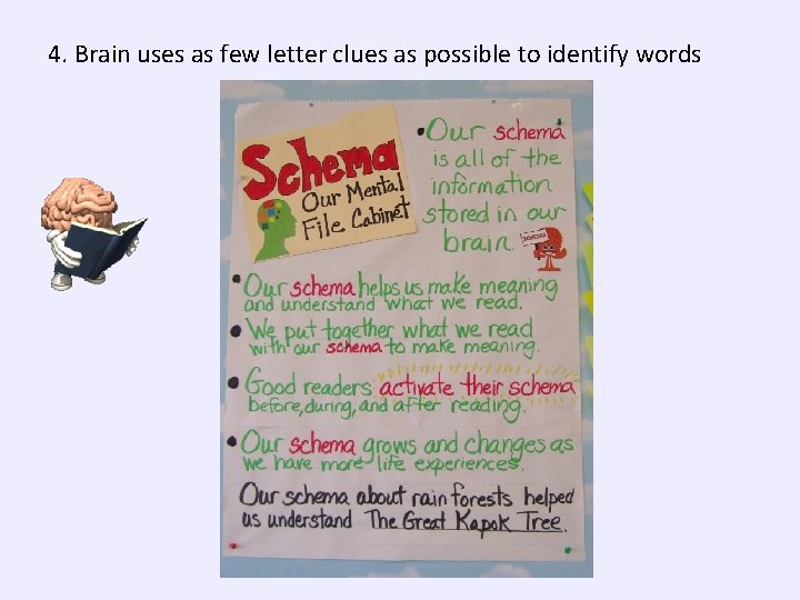 4. Brain uses as few letter clues as possible to identify words 