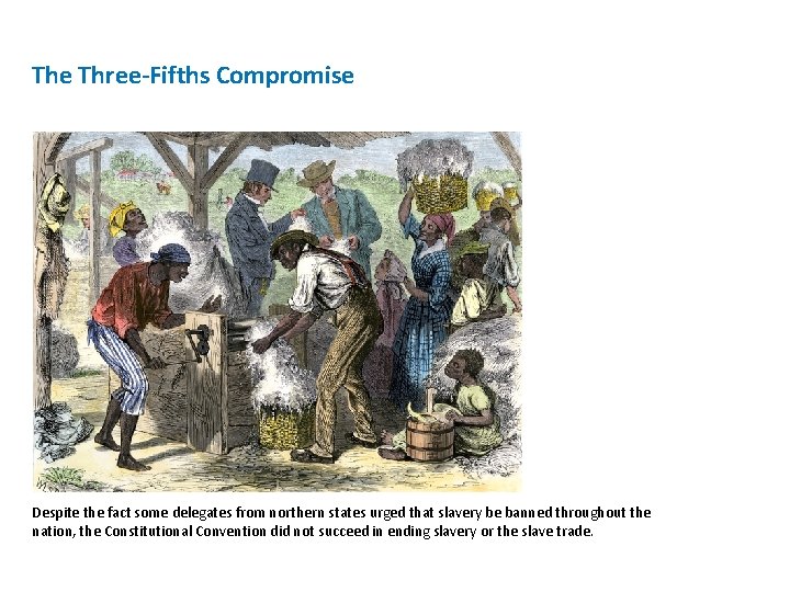 The Three-Fifths Compromise Despite the fact some delegates from northern states urged that slavery