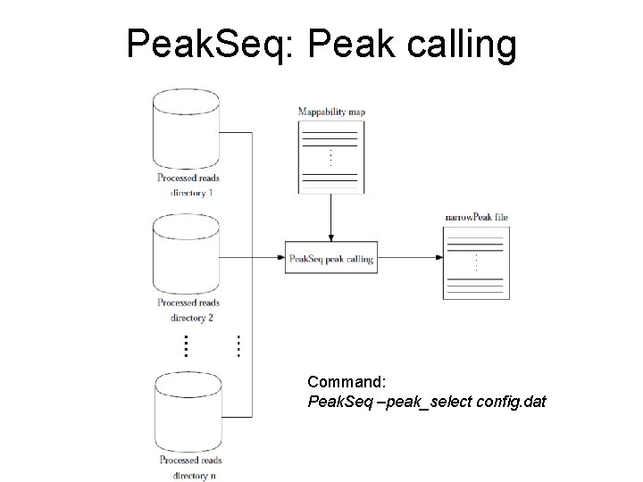 Peak. Seq: Peak calling Command: Peak. Seq –peak_select config. dat 