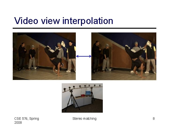 Video view interpolation CSE 576, Spring 2008 Stereo matching 8 