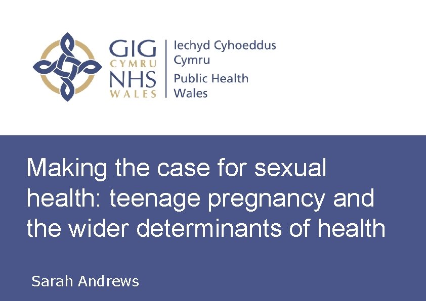 Making the case for sexual health: teenage pregnancy and the wider determinants of health